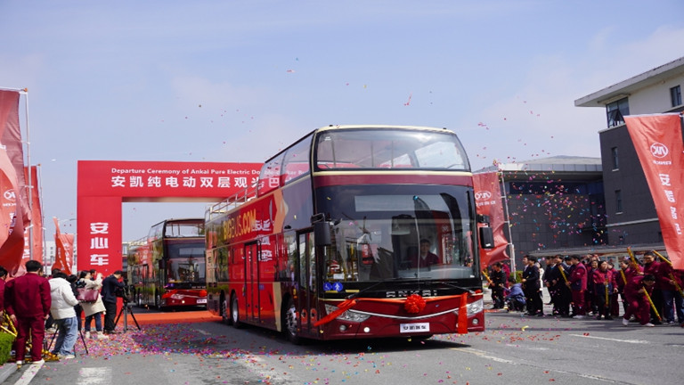 Ankai Pure Electric Double-Decker Buses Exported to France in Batch